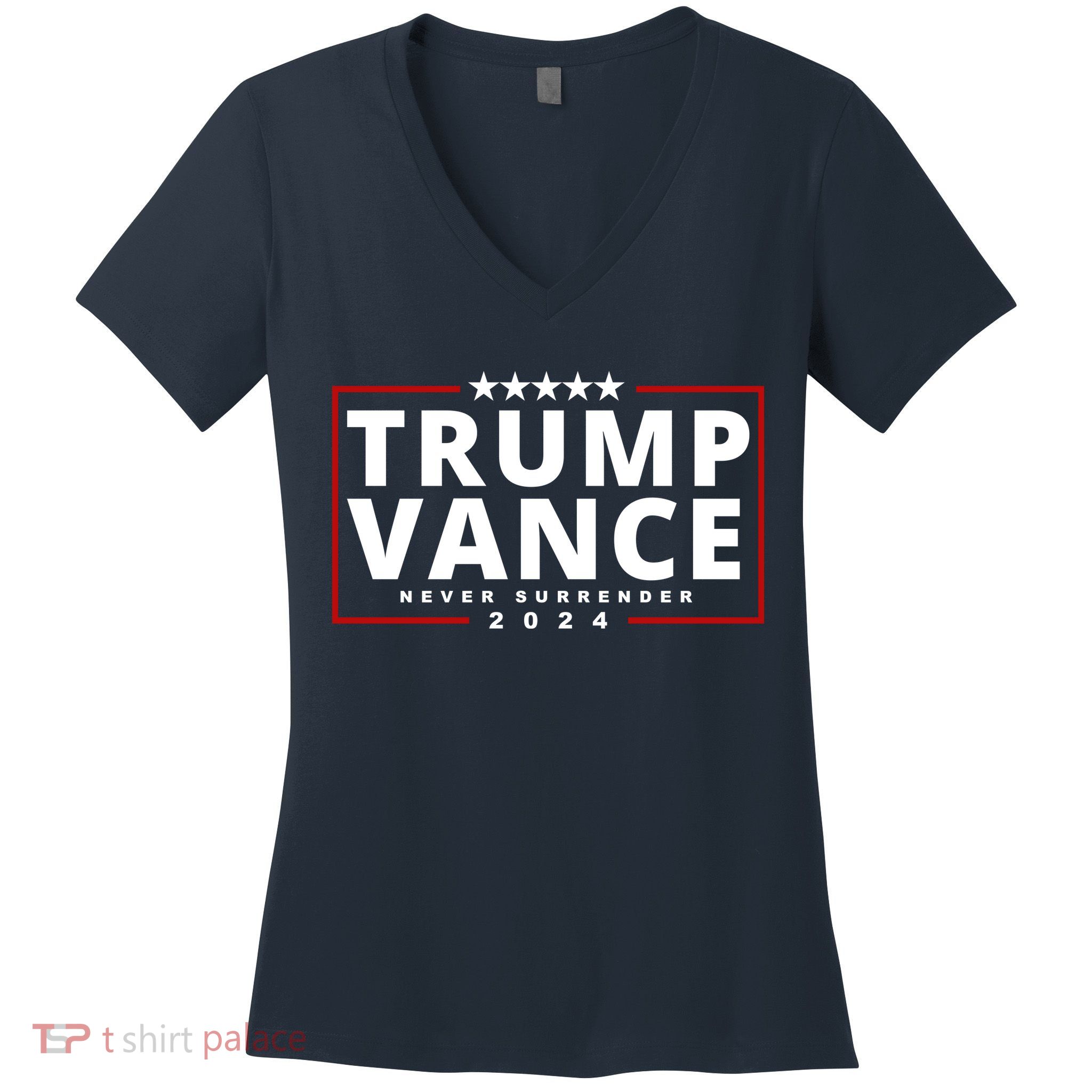Trump Vance Never Surrender 2024 Politcal Women's V-Neck T-Shirt