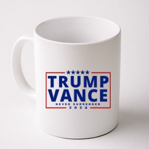 Trump Vance Never Surrender 2024 Politcal Coffee Mug