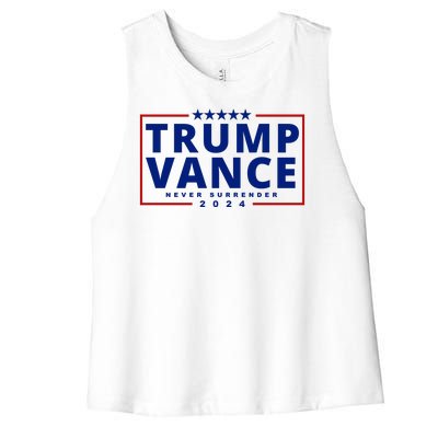 Trump Vance Never Surrender 2024 Politcal Women's Racerback Cropped Tank