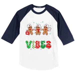 Trauma Vibes Nurse Gingerbread Xmas Stethoscope Christmas Baseball Sleeve Shirt