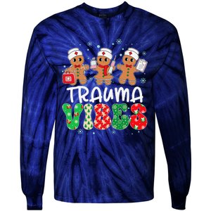 Trauma Vibes Nurse Gingerbread Xmas Stethoscope Christmas Tie-Dye Long Sleeve Shirt