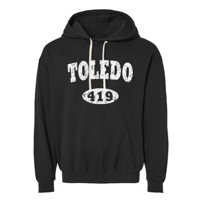 Toledo Vintage Ohio Area Code 419 Garment-Dyed Fleece Hoodie