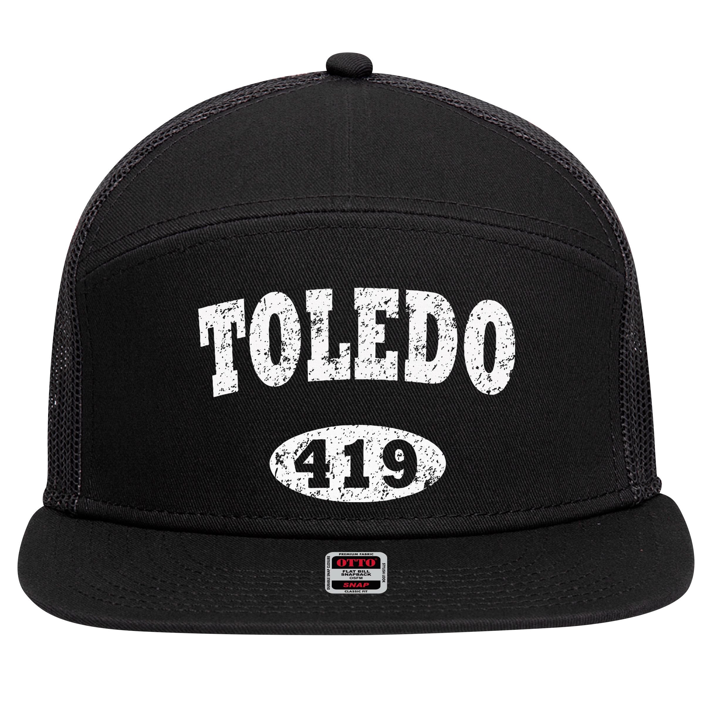 Toledo Vintage Ohio Area Code 419 7 Panel Mesh Trucker Snapback Hat