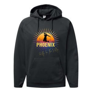 The Valley Oop Phoenix Basketball Retro Sunset Rally Performance Fleece Hoodie