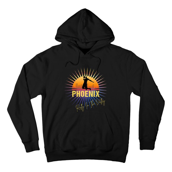 The Valley Oop Phoenix Basketball Retro Sunset Rally Hoodie