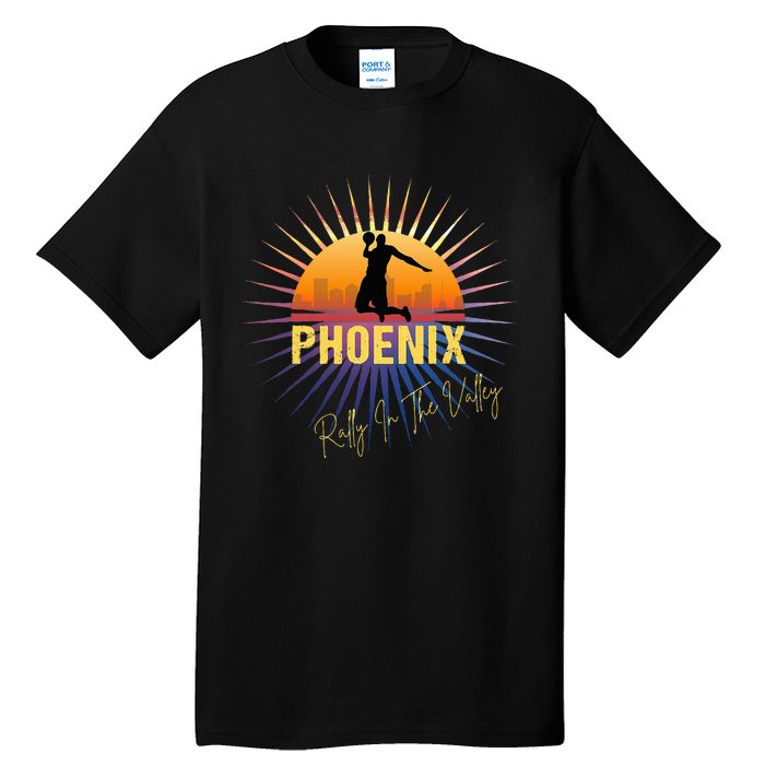 The Valley Oop Phoenix Basketball Retro Sunset Rally Tall T-Shirt