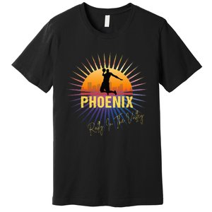 The Valley Oop Phoenix Basketball Retro Sunset Rally Premium T-Shirt