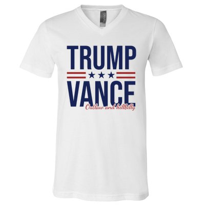 Trump Vance Outlaw And Hillbilly 2024 Election V-Neck T-Shirt