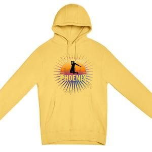 The Valley Oop Phoenix Basketball Retro Sunset Rally Premium Pullover Hoodie