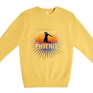 The Valley Oop Phoenix Basketball Retro Sunset Rally Premium Crewneck Sweatshirt