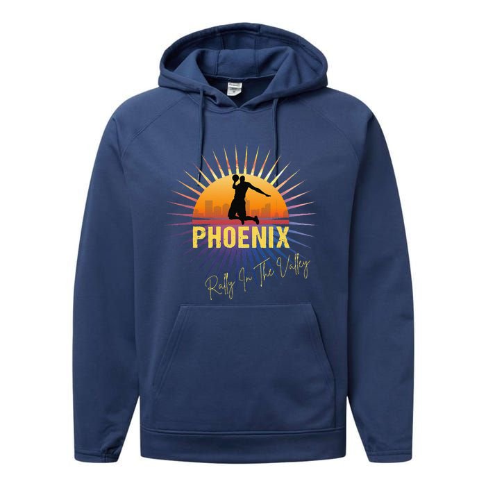 The Valley Oop Phoenix Basketball Retro Sunset Rally Performance Fleece Hoodie