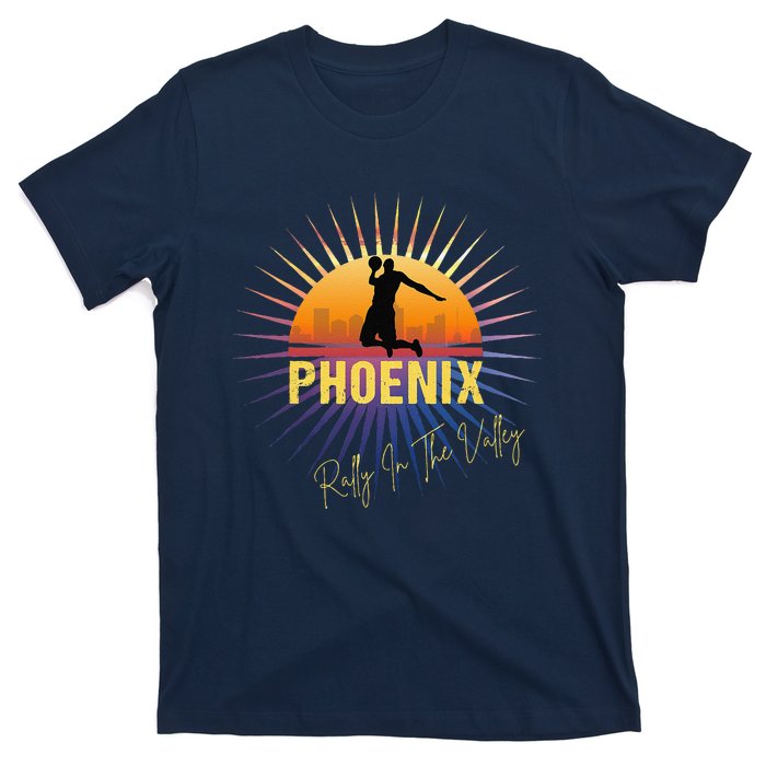 The Valley Oop Phoenix Basketball Retro Sunset Rally T-Shirt