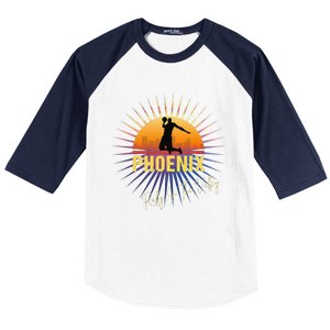 The Valley Oop Phoenix Basketball Retro Sunset Rally Baseball Sleeve Shirt