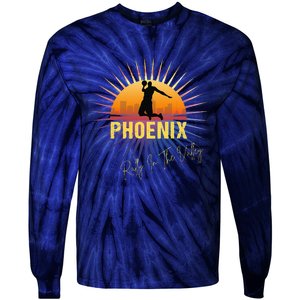 The Valley Oop Phoenix Basketball Retro Sunset Rally Tie-Dye Long Sleeve Shirt