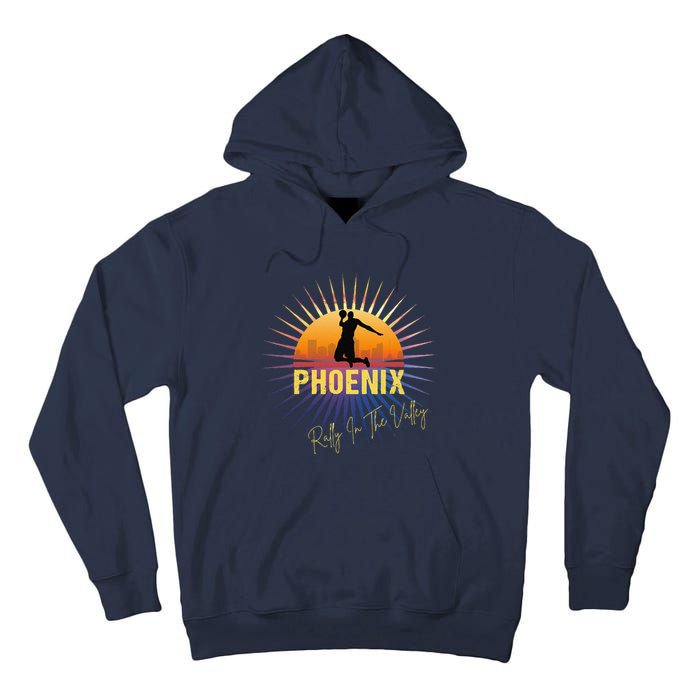 The Valley Oop Phoenix Basketball Retro Sunset Rally Tall Hoodie