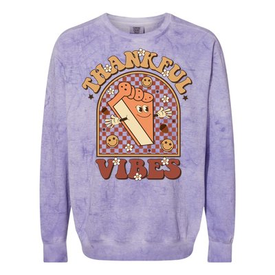 Thankful Vibes Pumpkin Spie Funny Thanksgiving Gift Colorblast Crewneck Sweatshirt