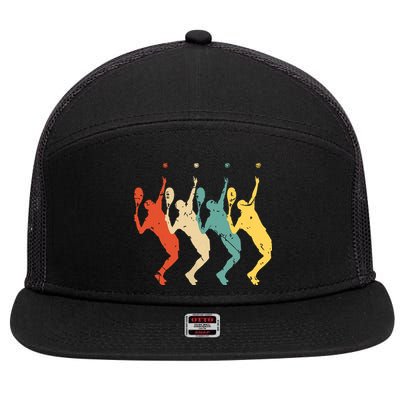 Tennis Vintage Retro 70s 80s Tennis Player 7 Panel Mesh Trucker Snapback Hat