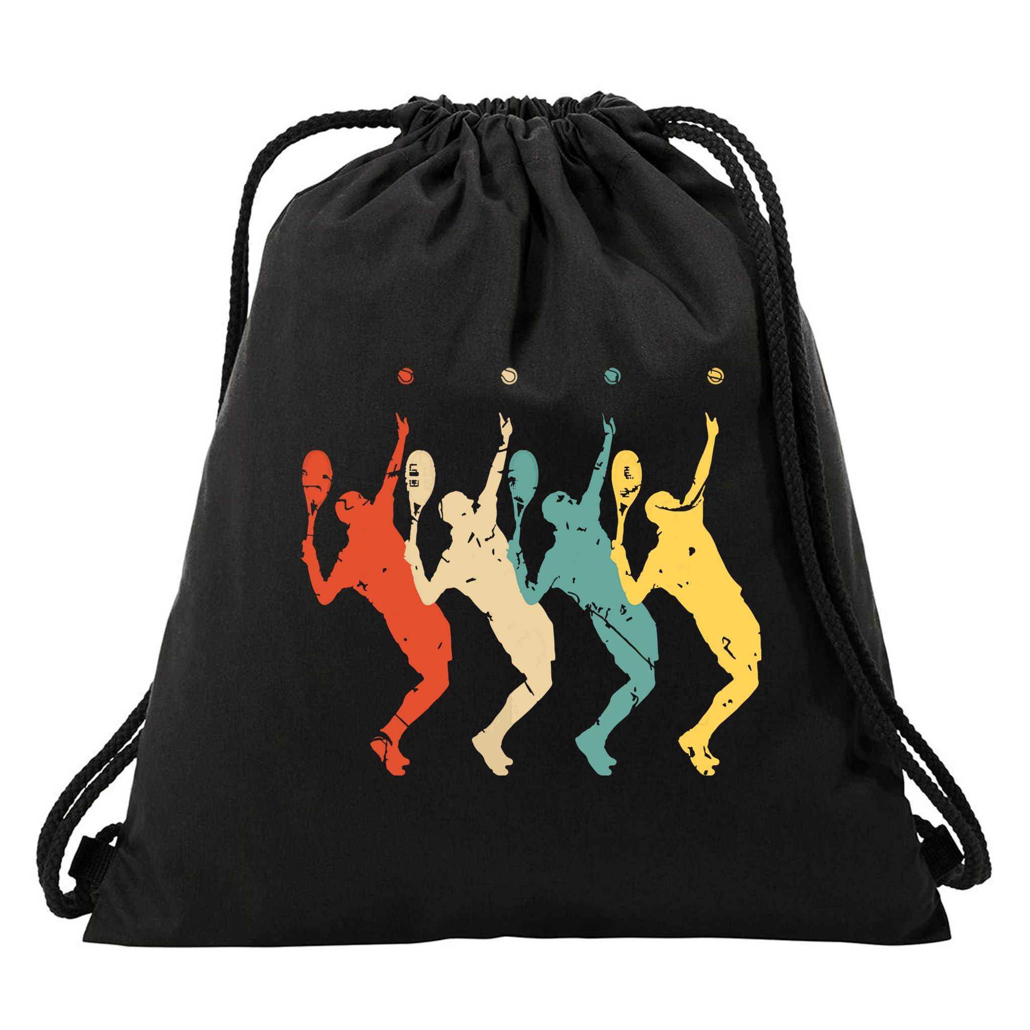 Tennis Vintage Retro 70s 80s Tennis Player Drawstring Bag