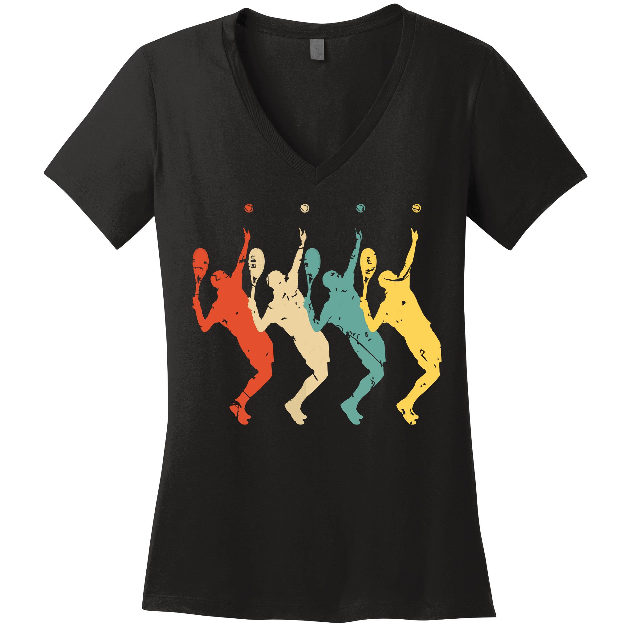 Tennis Vintage Retro 70s 80s Tennis Player Women's V-Neck T-Shirt