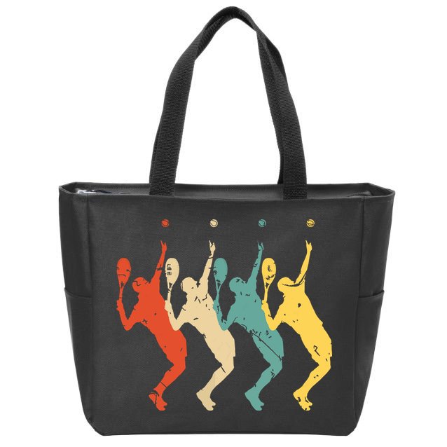 Tennis Vintage Retro 70s 80s Tennis Player Zip Tote Bag