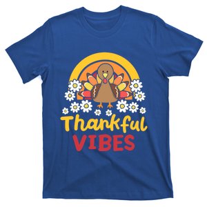 Thankful Vibes Retro Rainbow Gobble Turkey Thanksgiving Gift T-Shirt