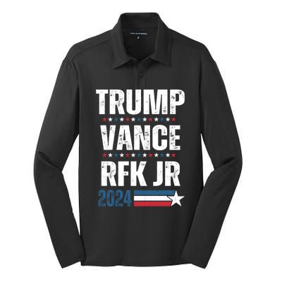 Trump Vance Rfk Jr 2024 American Flag Gift Silk Touch Performance Long Sleeve Polo