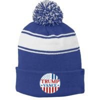 Trump Vance Republican 2024 Election Front And Back Stripe Pom Pom Beanie