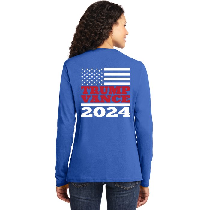 Trump Vance Republican 2024 Election Front And Back Ladies Long Sleeve Shirt