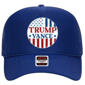 Trump Vance Republican 2024 Election Front And Back High Crown Mesh Back Trucker Hat