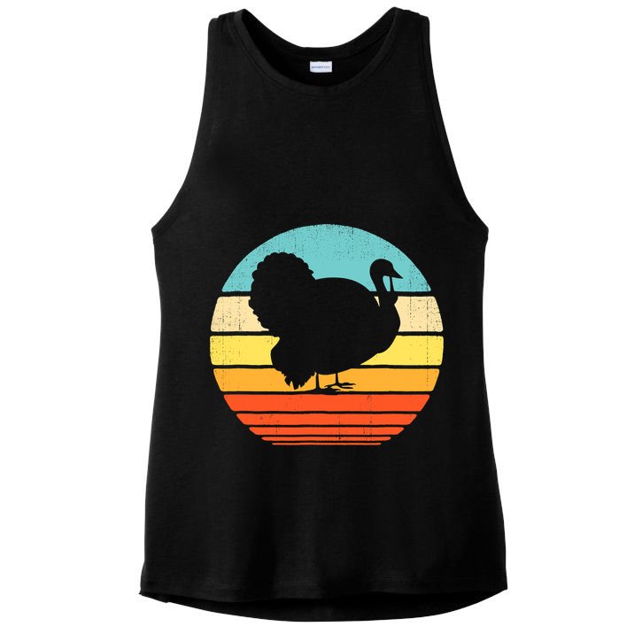 Turkey Vintage Retro Happy Thanksgiving  Ladies PosiCharge Tri-Blend Wicking Tank