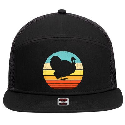 Turkey Vintage Retro Happy Thanksgiving  7 Panel Mesh Trucker Snapback Hat