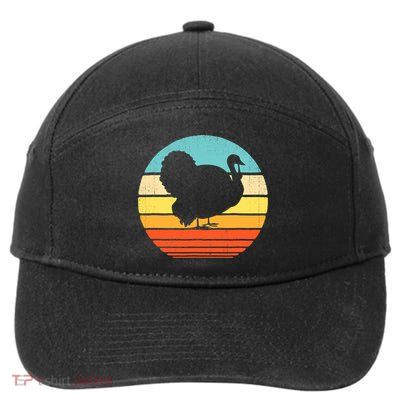 Turkey Vintage Retro Happy Thanksgiving  7-Panel Snapback Hat