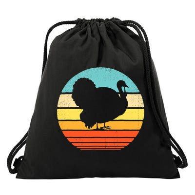Turkey Vintage Retro Happy Thanksgiving  Drawstring Bag