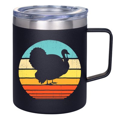 Turkey Vintage Retro Happy Thanksgiving  12oz Stainless Steel Coffee Mug