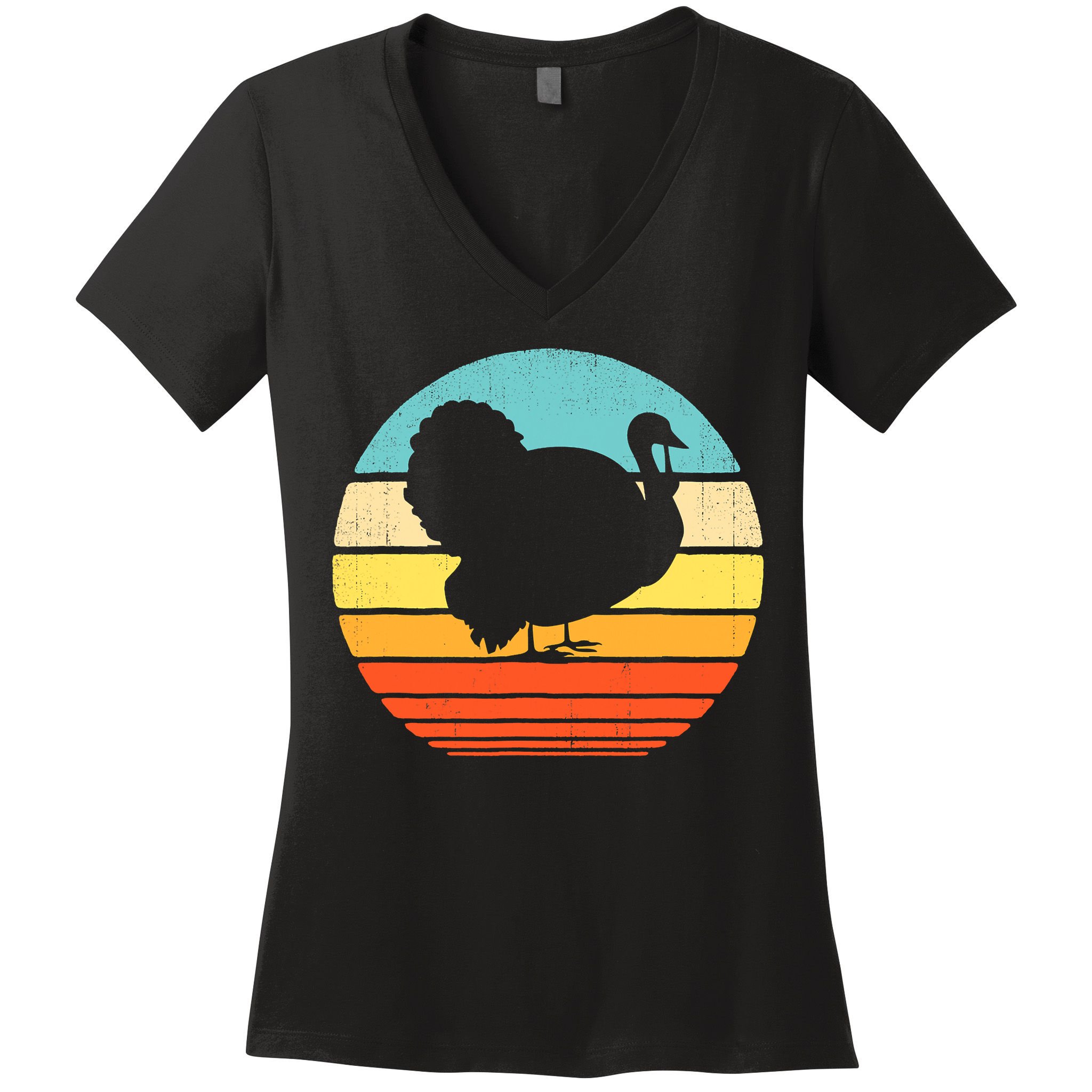 Turkey Vintage Retro Happy Thanksgiving  Women's V-Neck T-Shirt