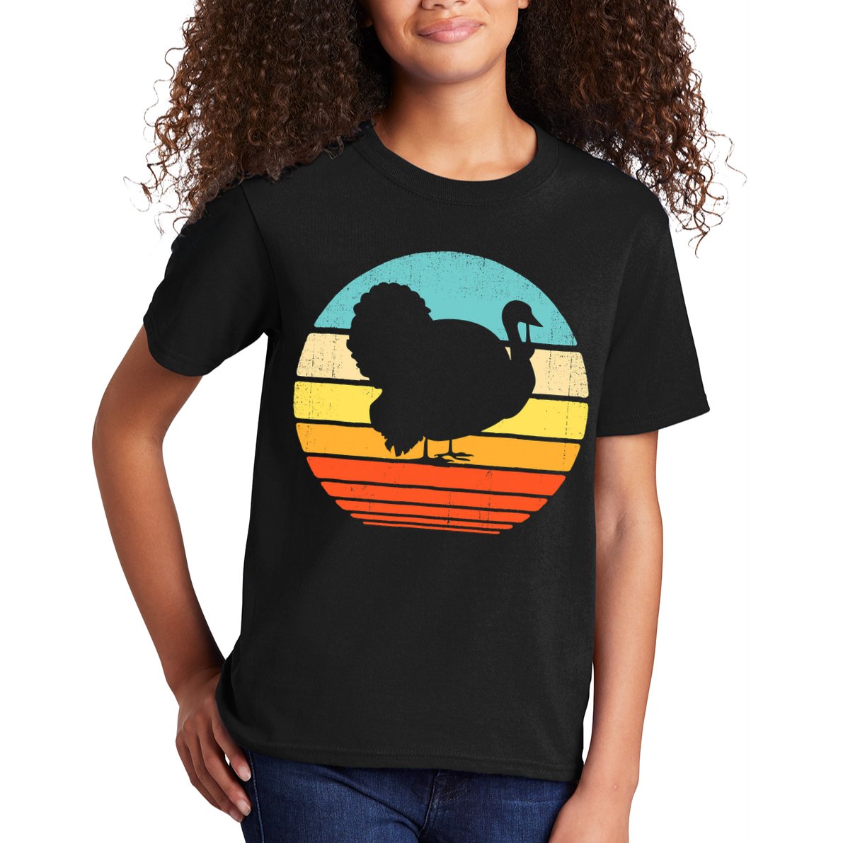 Turkey Vintage Retro Happy Thanksgiving  Kids T-Shirt