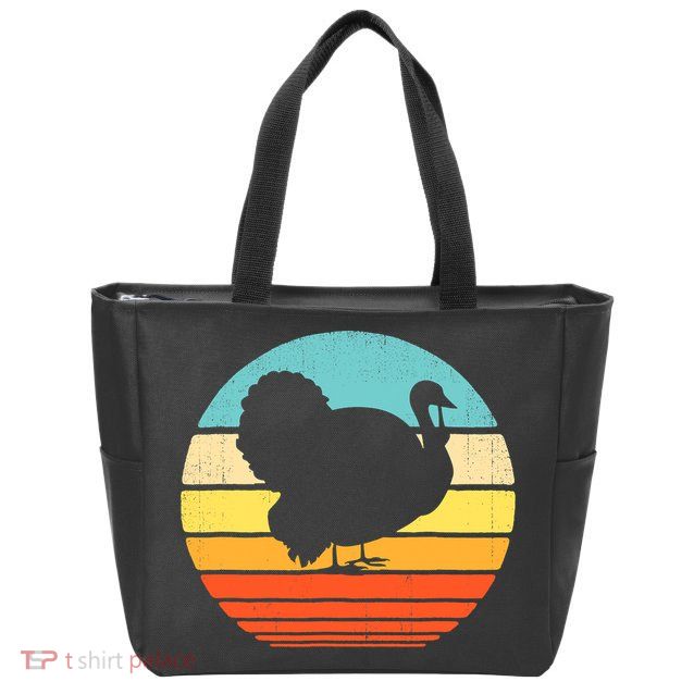Turkey Vintage Retro Happy Thanksgiving  Zip Tote Bag