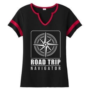 Traveler Vacation Road Trip Navigator Map Ladies Halftime Notch Neck Tee