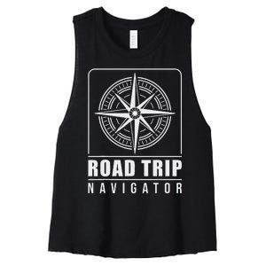 Traveler Vacation Road Trip Navigator Map Women's Racerback Cropped Tank