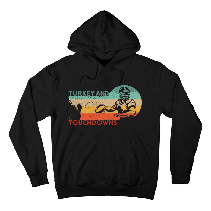 Thanksgiving Vintage Retro Turkey And Touchdowns Football Hoodie