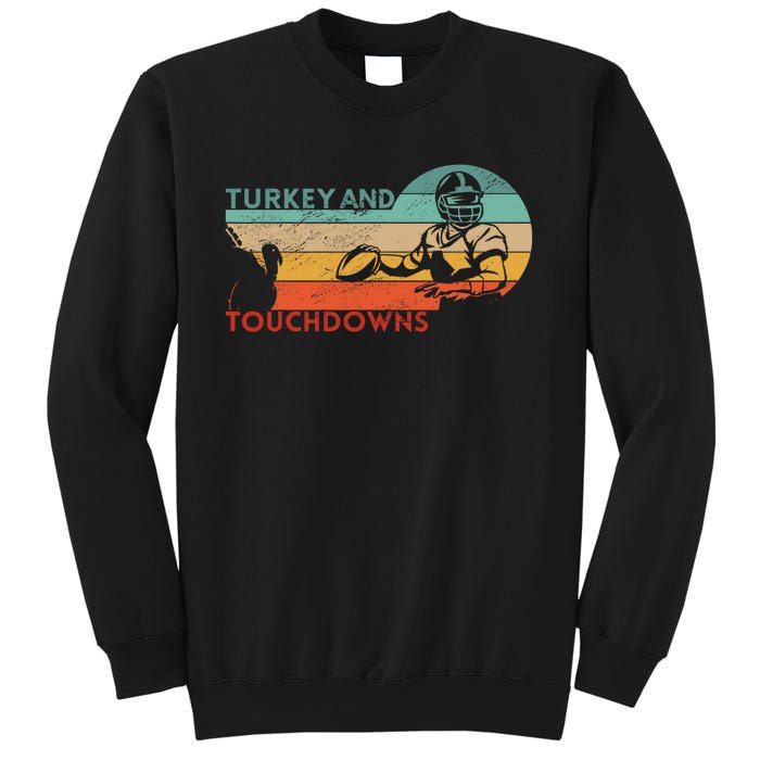 Thanksgiving Vintage Retro Turkey And Touchdowns Football Sweatshirt