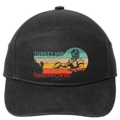 Thanksgiving Vintage Retro Turkey And Touchdowns Football 7-Panel Snapback Hat