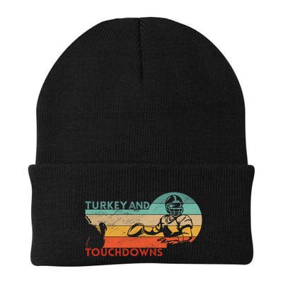 Thanksgiving Vintage Retro Turkey And Touchdowns Football Beanie