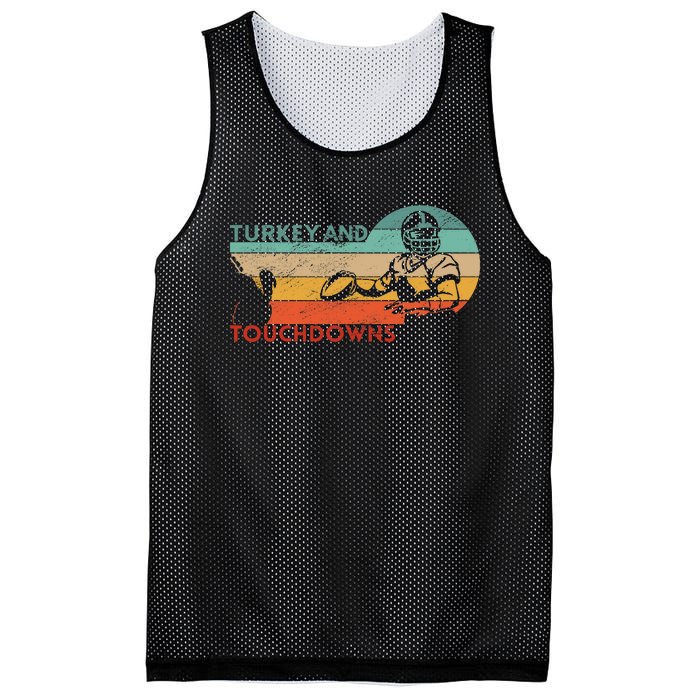 Thanksgiving Vintage Retro Turkey And Touchdowns Football Mesh Reversible Basketball Jersey Tank