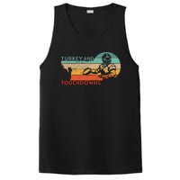 Thanksgiving Vintage Retro Turkey And Touchdowns Football PosiCharge Competitor Tank