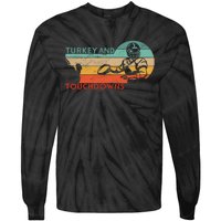 Thanksgiving Vintage Retro Turkey And Touchdowns Football Tie-Dye Long Sleeve Shirt