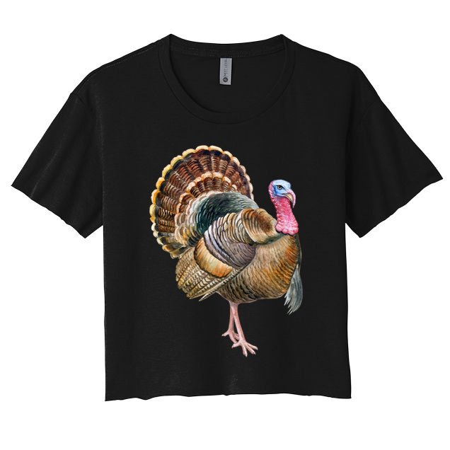 Turkey Vintage Retro Gobble Gobble Thanksgiving Classic Cool Gift Crop Top