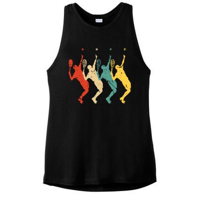 Tennis Vintage Retro 70s 80s Tennis Player Ladies PosiCharge Tri-Blend Wicking Tank