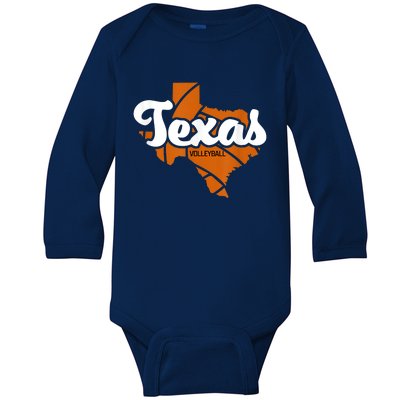 Texas Volleyball Retro Baby Long Sleeve Bodysuit