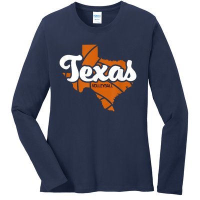 Texas Volleyball Retro Ladies Long Sleeve Shirt